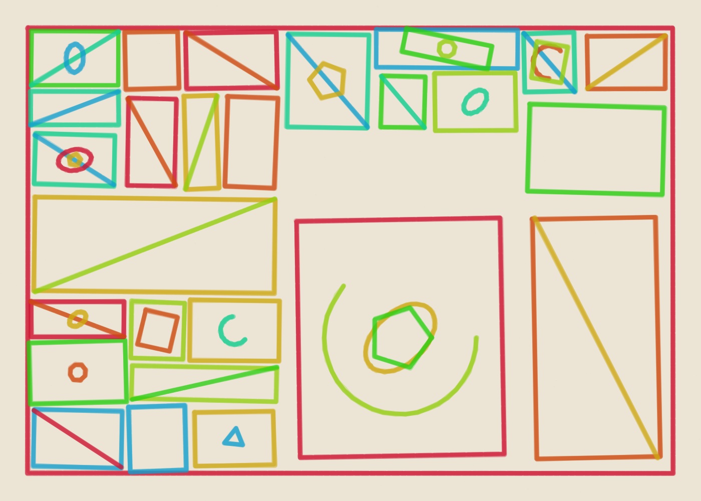 Abstract algorithmic marker artwork from ALGO/ART's Recursive Divisions system. Generated from seed AA-20261005-06-49880 using golden-ratio composition rules and imperfect dry marker strokes.