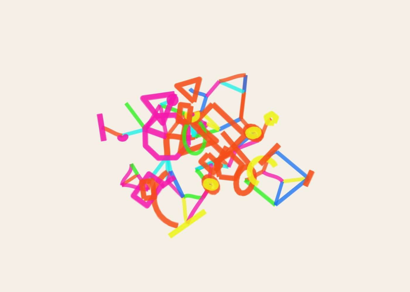 Abstract algorithmic marker artwork from ALGO/ART's Connected Fields system. Generated from seed AA-20261005-08-16798 using golden-ratio composition rules and imperfect broad marker strokes.
