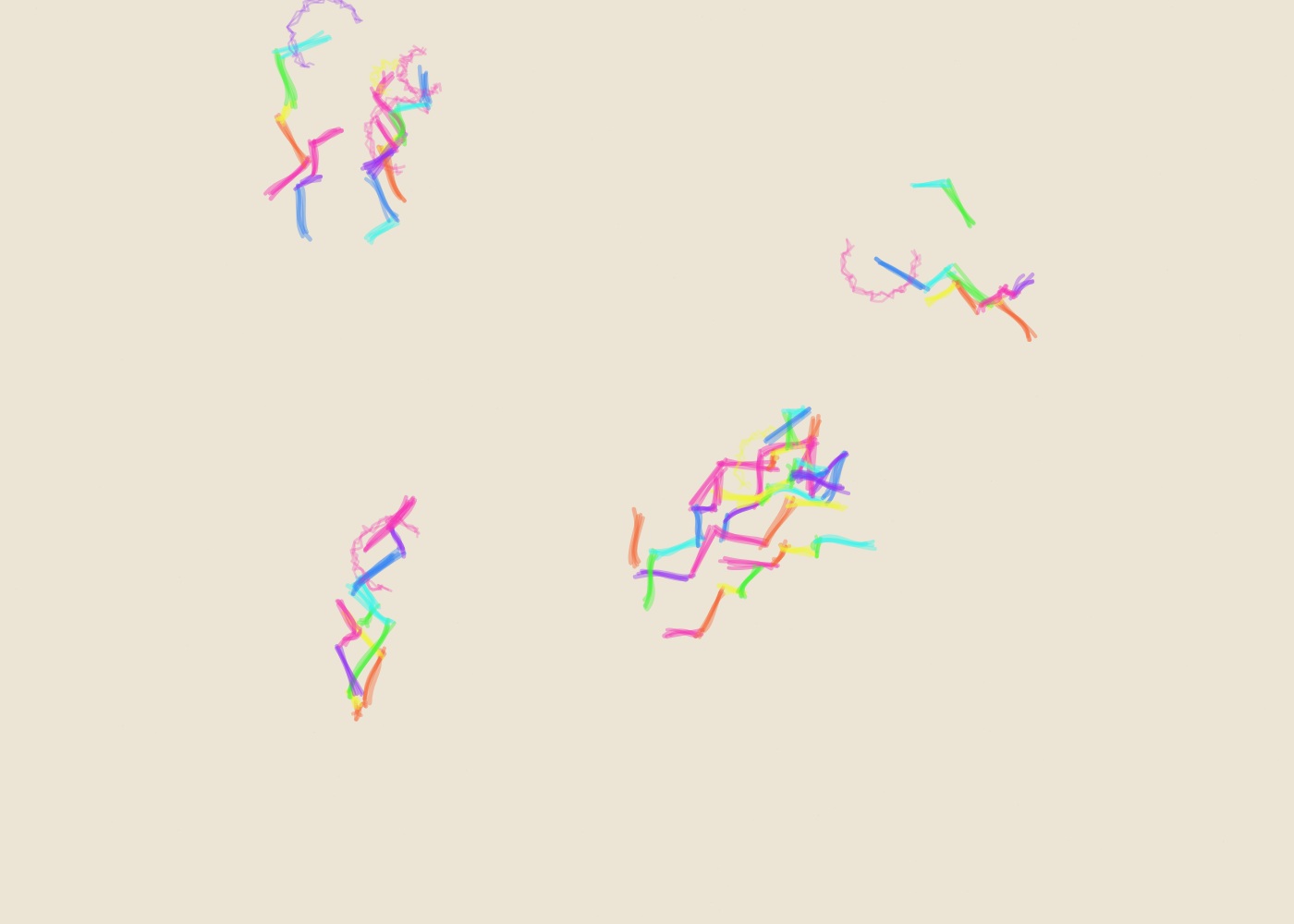 Abstract algorithmic marker artwork from ALGO/ART’s Automatic Marks series. Loose marker strokes gather into 4 main activity territories, creating a gestural composition centred around the centre.