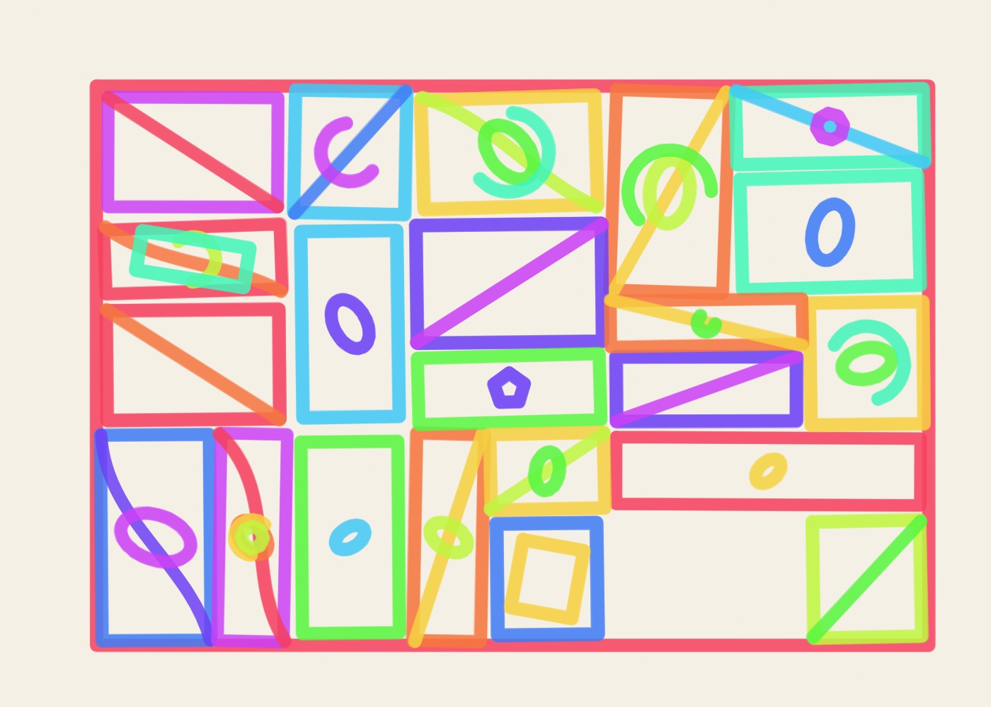 A marker drawing organised through Recursive Divisions
